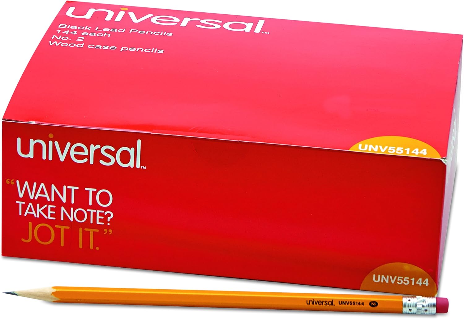 Universal Economy Woodcase Pencil, HB #2, Yellow Barrel, 144/Pack (55144)