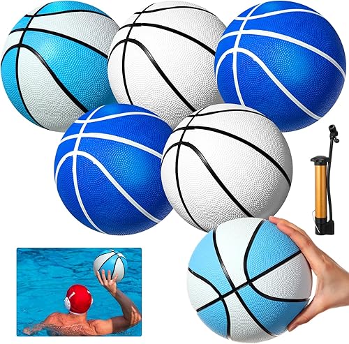 Miniatura 8 de 6 Pack Pool Basketball Size 3/4 Water Basketball Bulk with Pump Mini Ball Summer Pool Water Games for Indoor Outdoor Mini Ball Holder Waterproof