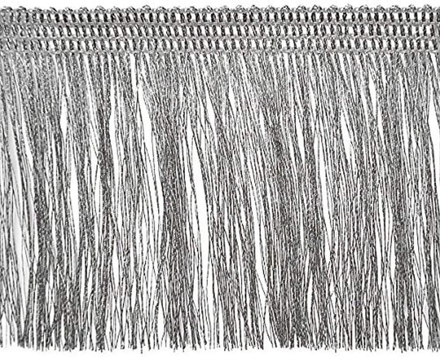 Expo International Etta Metallic Fringe Trim Embellishment, 10-Yard, Silver