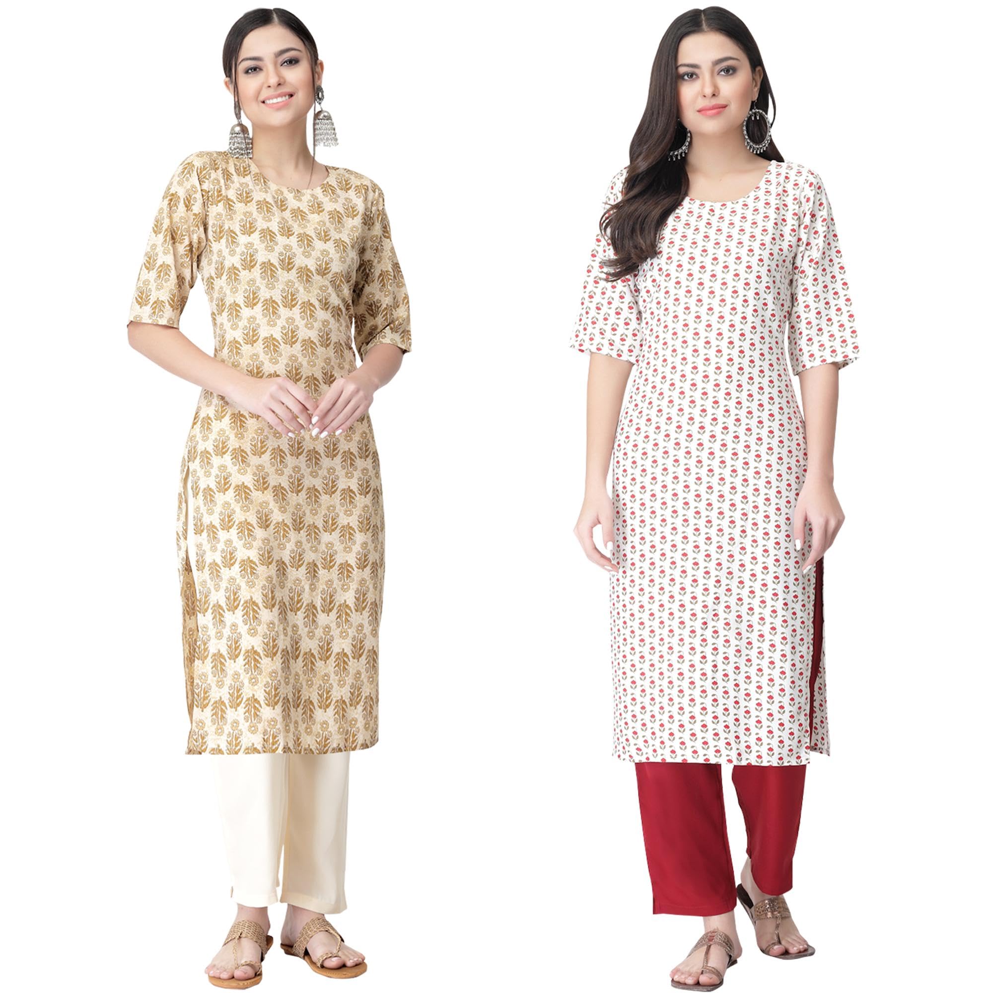 Tee Projekt Versatile Crepe Kurti & Pant Set For Women Printed Kurta Set