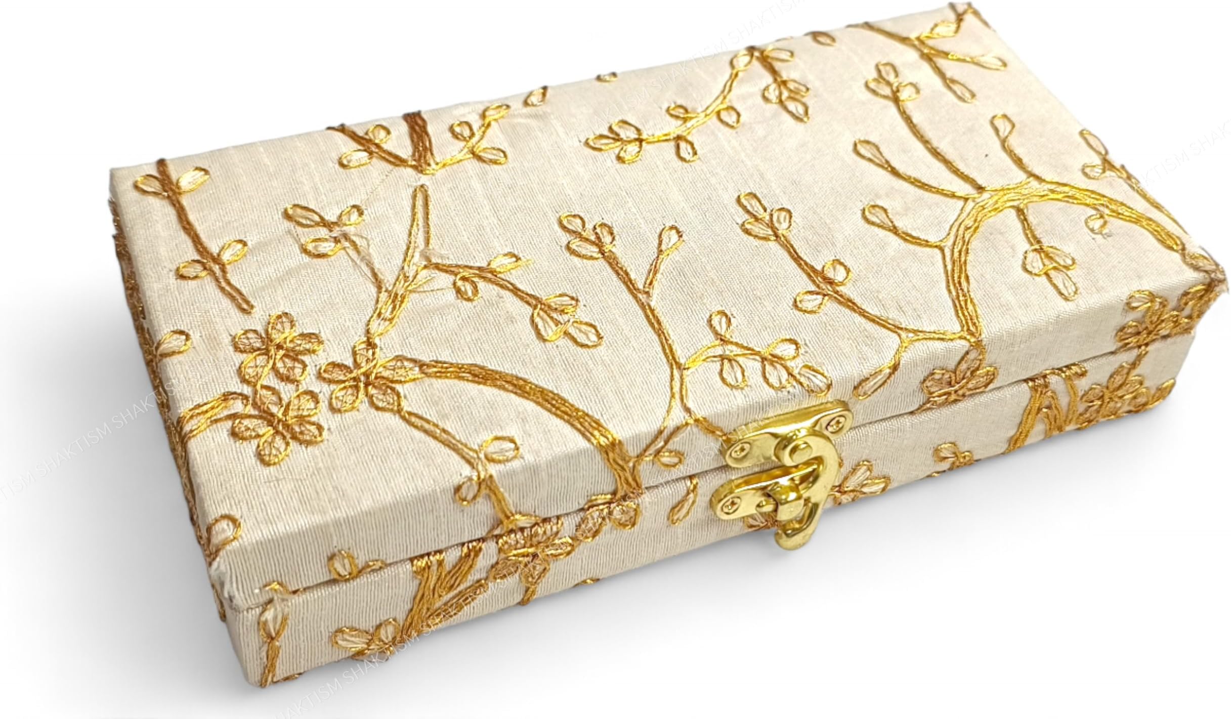 Decorative and Attractive Cash Box, Shagun Box, Jewellery Bo-x, MoneyBox Envelop Wedding, GiftBox, Bangelbox With Embroidery Designs(Pack of 1Pc) (Off-White)