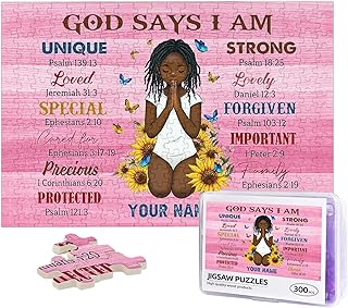 Custom African American Jiasaw Puzzles - Black Girl God Says I Am 300 Pi...
