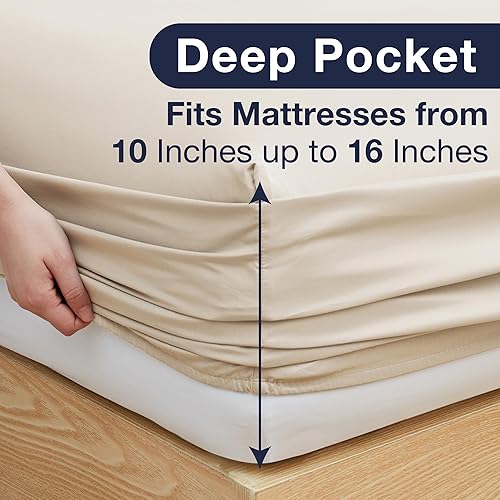 Miniatura 5 de 32629 - Juego de sábanas y fundas de almohada de 4 piezas de sábanas y fundas de almohada de 4 piezas de tamaño Queen con tecnología de