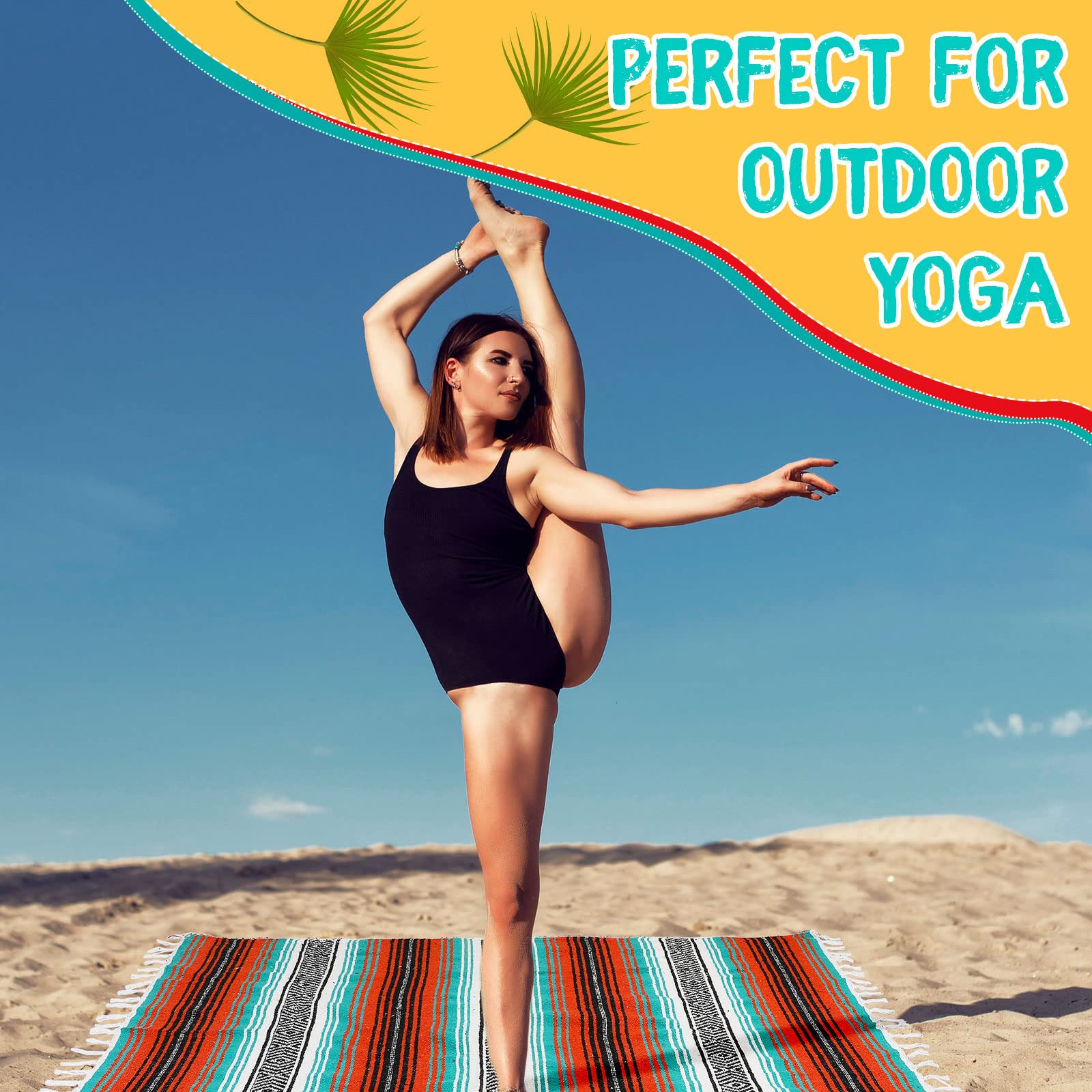Couverture Mexicaine Tissée à La Main – 130x180 Cm, Bord à Glands, Polyester Doux, Pour Plage, Camping, Yoga, Pique-nique, Lavable En Machine