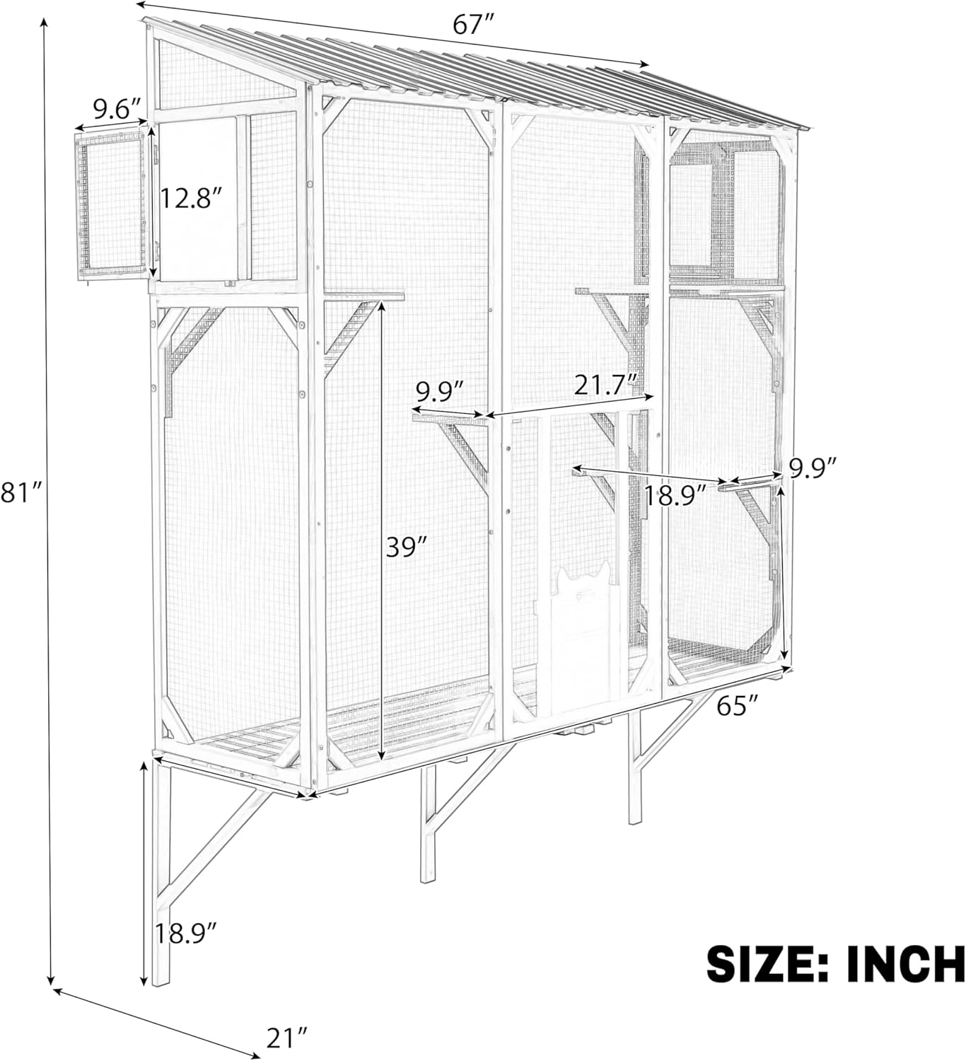 Merax Cat Window Catio for 1-3 Indoor Cats, 67" Large Window Cat Box with Metal Mesh, Outdoor Cat Enclosure with 4 Platforms & 2 Doors, Wall-Mounted Cat Catio for Sunbathing, Play & Climbing, Black