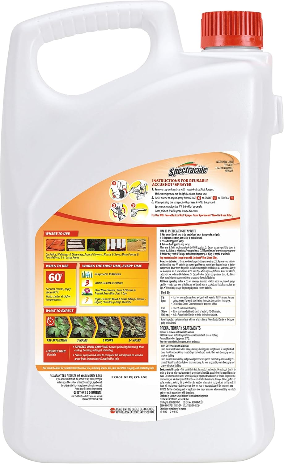 Flo-Master 1 Gallon Translucent Tank Sprayer and Spectracide 1.3 Gallon Weed & Grass Killer Refill for Walkways and Flower Beds