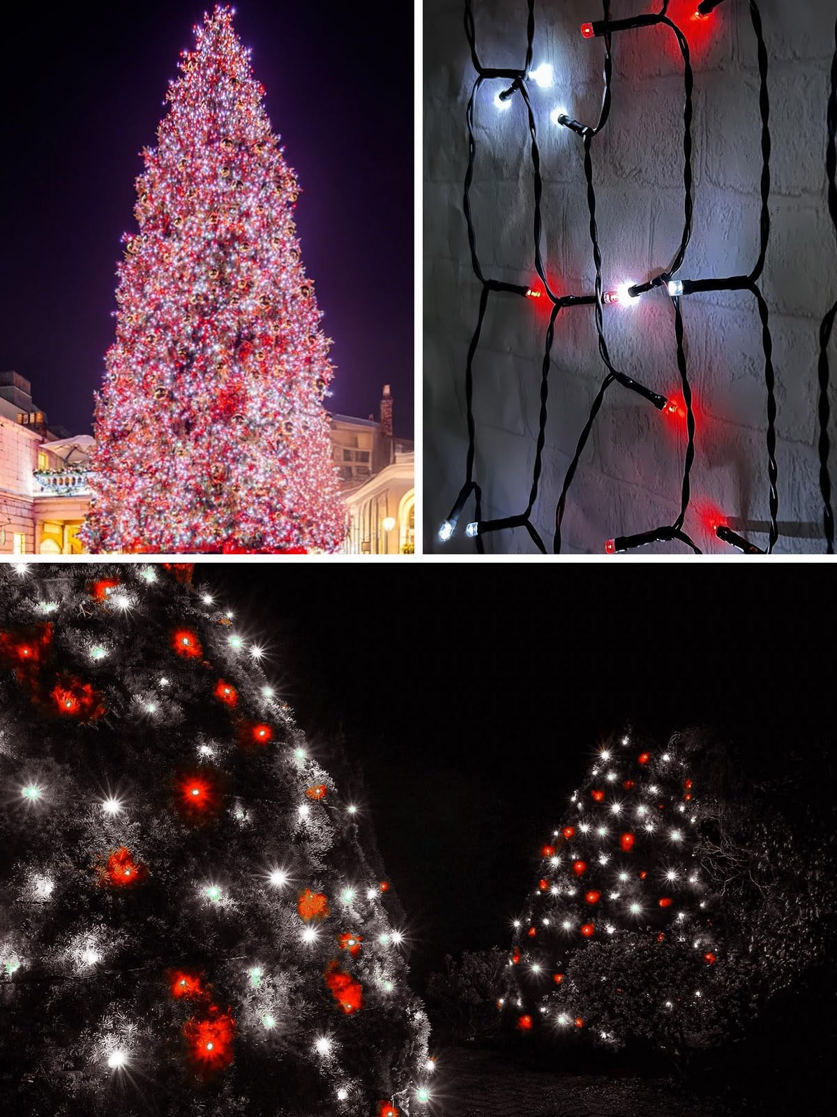 Luces solares de Navidad para exteriores, 4 unidades, 132 pies, 400 luces