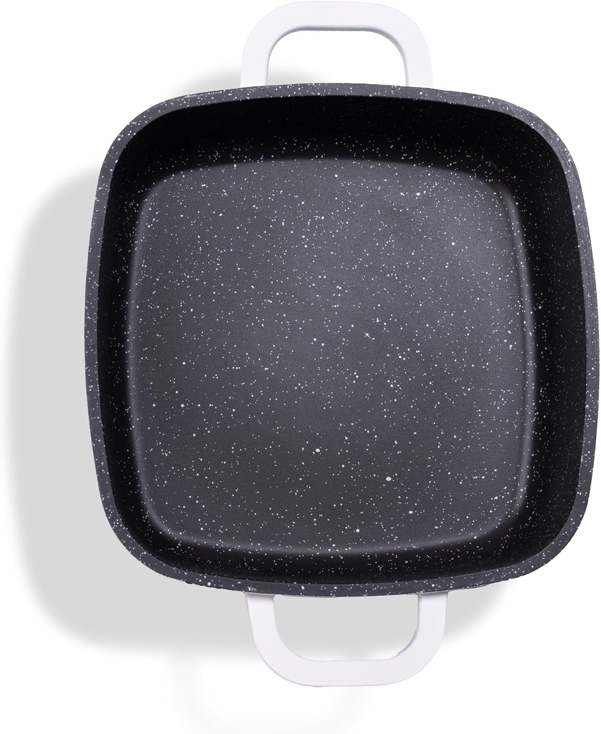 STONELINE Corner Pan, 20 x 20 cm, with Aroma Glass Lid, Serving Pan, Induction, Cast Aluminium, Non-Stick Coating with Real Stone Particles, Cream-Coloured, Square, Cooking and Frying without Fat or