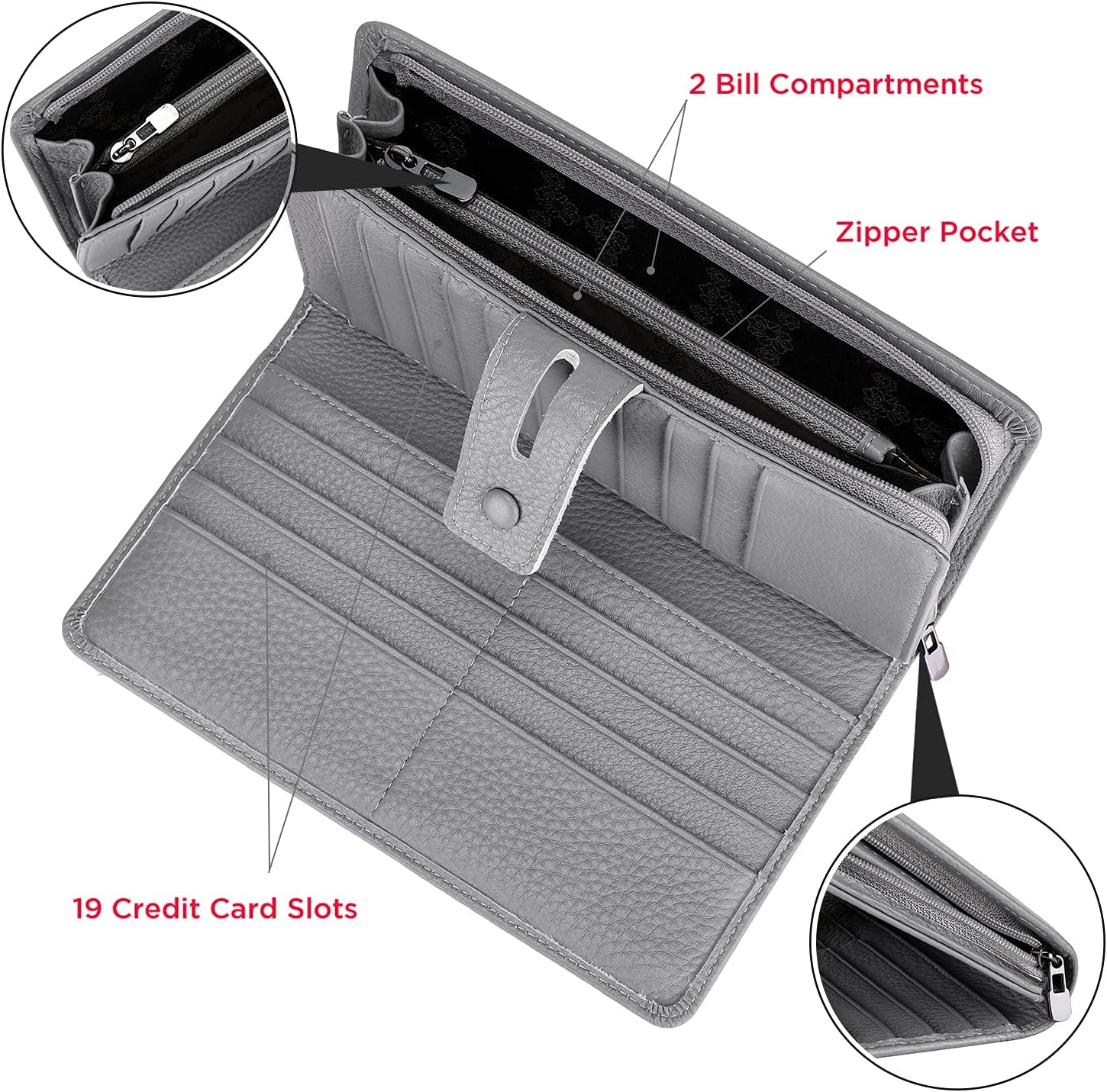 Itslife Womens Wallet,Large Capacity RFID Blocking Leather Wallets Credit Cards Organizer Ladies Wallet with Checkbook Holder - Image 6