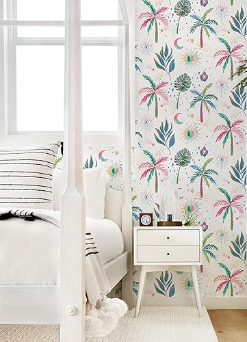 Miniatura 3 de RoomMates RMK12703PLW EttaVee - Papel tapiz autoadhesivo con múltiples nuit Tropicale, color blanco