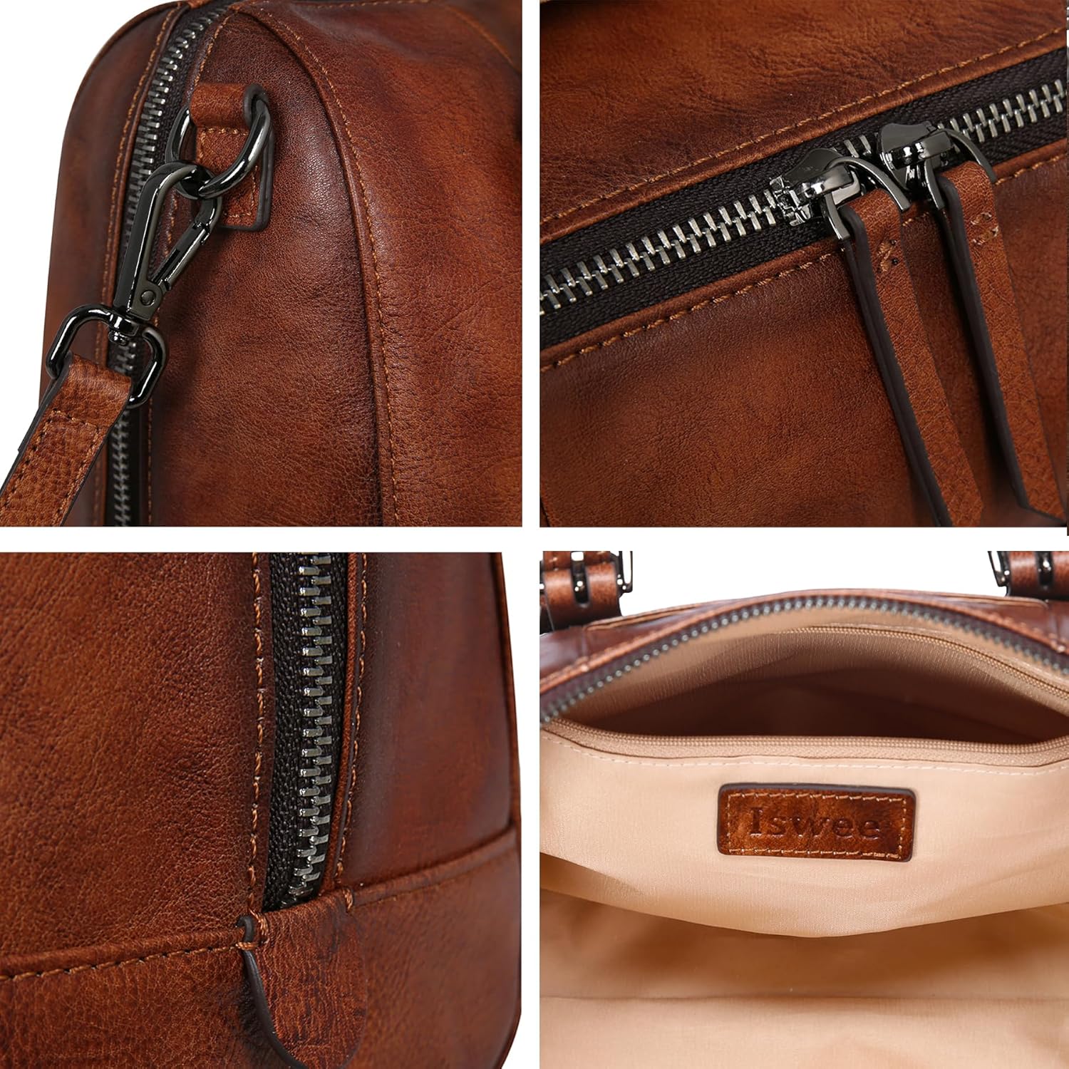 Iswee Genuine Leather Purses for Women Designer Hobo Crossbody Bag Satchel Handbags Top Handle Purses for Travel - Image 5