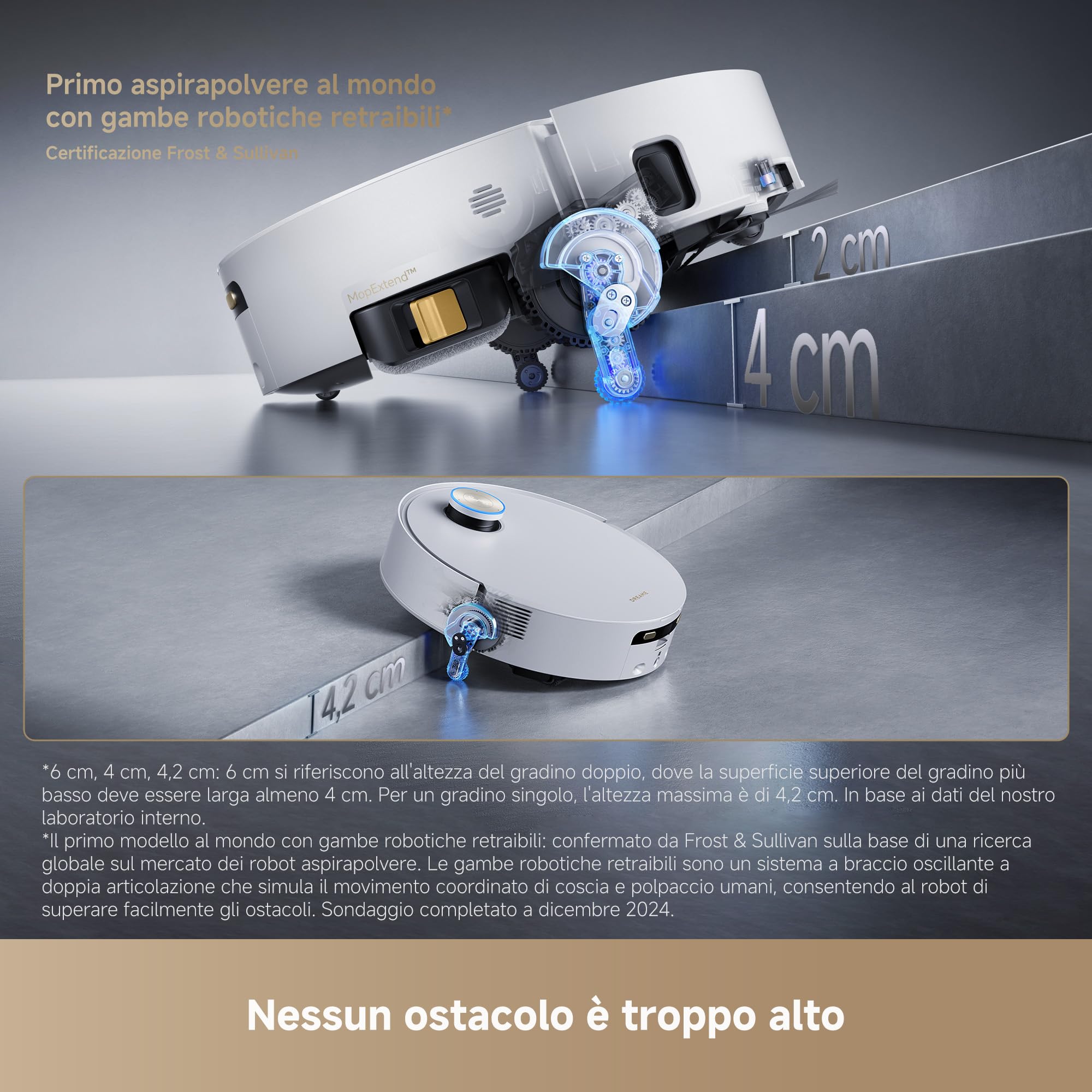 DREAME Aqua10 Ultra Track Complete Robot Aspirapolvere, Lavaggio 45 °C, Supera Ostacoli di 6 cm, Auto-pulizia Mocio, Aspirazione da 19.500 Pa, 0 Grovigli, Evita Oltre 240 Oggetti, Controllo Vocale