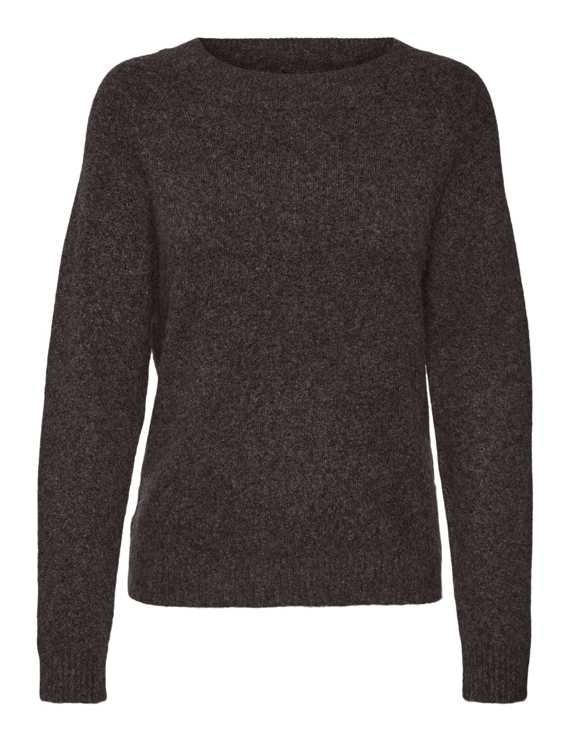 VERO MODA Women's Vmdoffy LS O-Neck Blouse Ga Noos Sweater, Chocolate Cake/Detail: w. Black Melange, L
