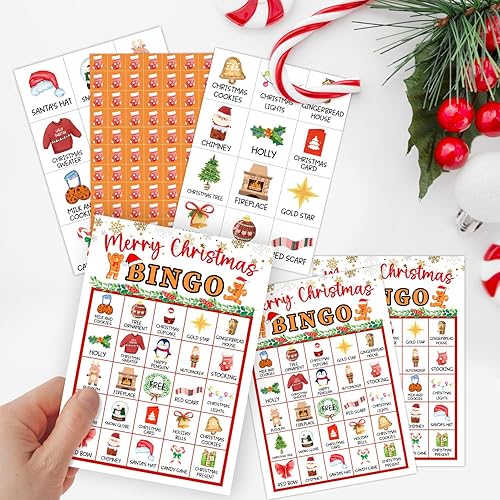 Miniatura 3 de Tarjetas de juegos de fiesta de bingo de Navidad con 24 jugadores, juego de mesa de fiesta de Navidad para niños, niñas, adultos jóvenes,
