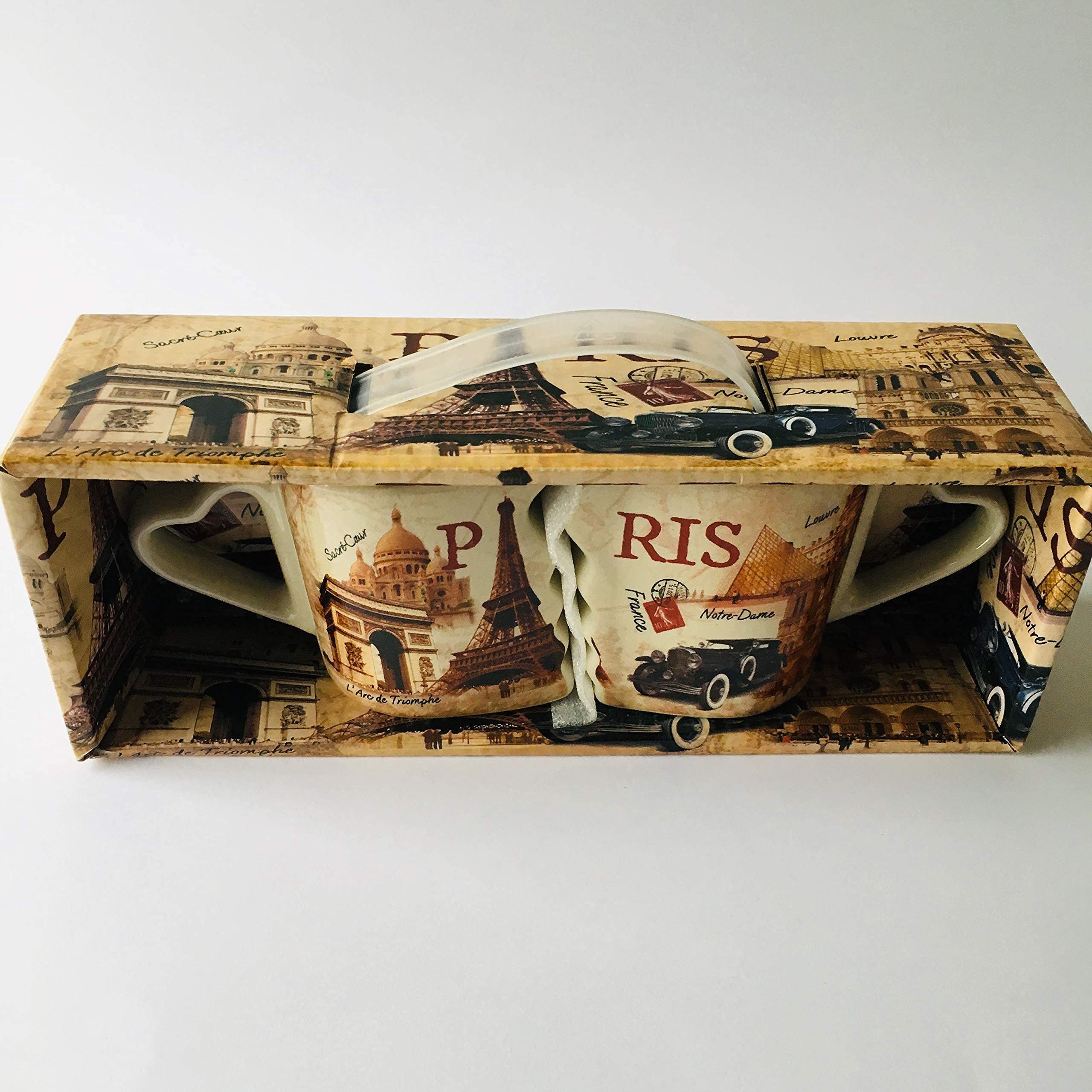 Set Di 2 Mini Tazze Incastrabili 'I Love Parigi' – Porcellana, Altezza 7 Cm, Con Torre Eiffel E Monumenti, Regalo Originale