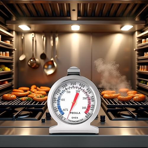 Miniatura 8 de Termómetro de horno plateado de 122.0-572.0 F100-600 F, termómetro de acero inoxidable para cocinar, termómetro de cocina con esfera grande,