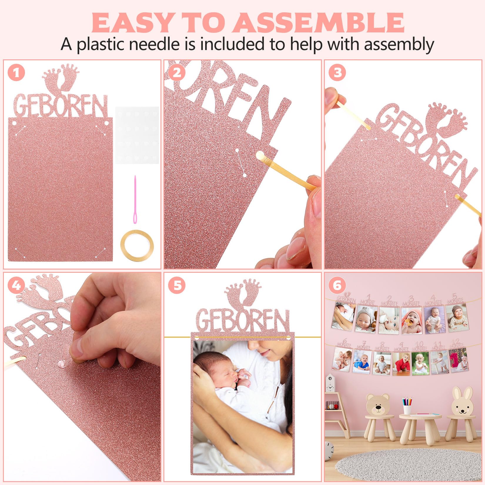 Geburtstagsdeko 1 Jahr Monatliches Fotobanner Für  Produktbild-Vorschau 4