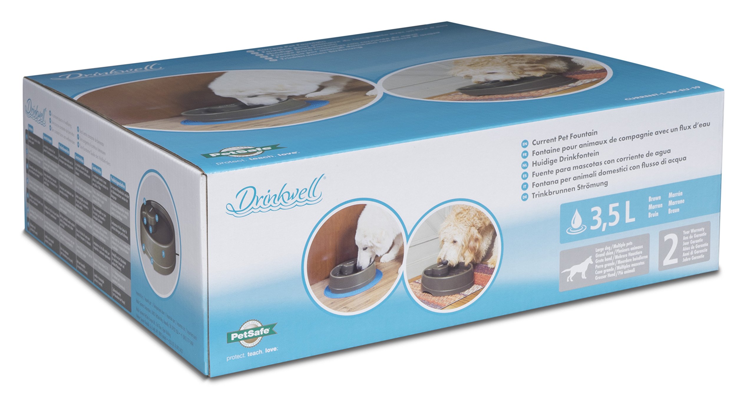 PetSafe Fuente para Perros y Gatos con Corriente, Agua Filtrada, Filtro para Olores, Apto para Lavavajillas, Sin BPA, L - Drinkwell