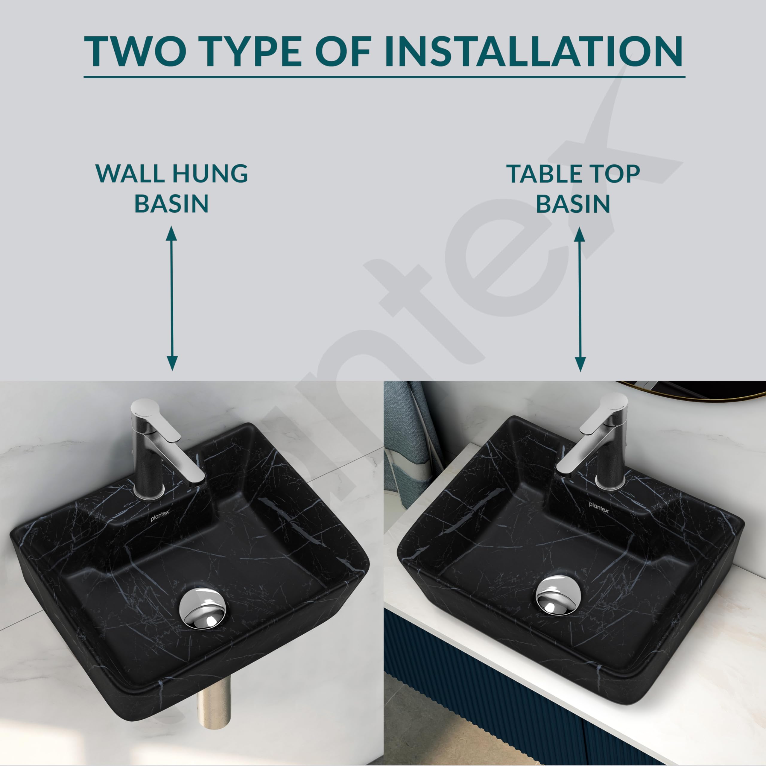 Plantex Ceramic Wash Basin - Black -4