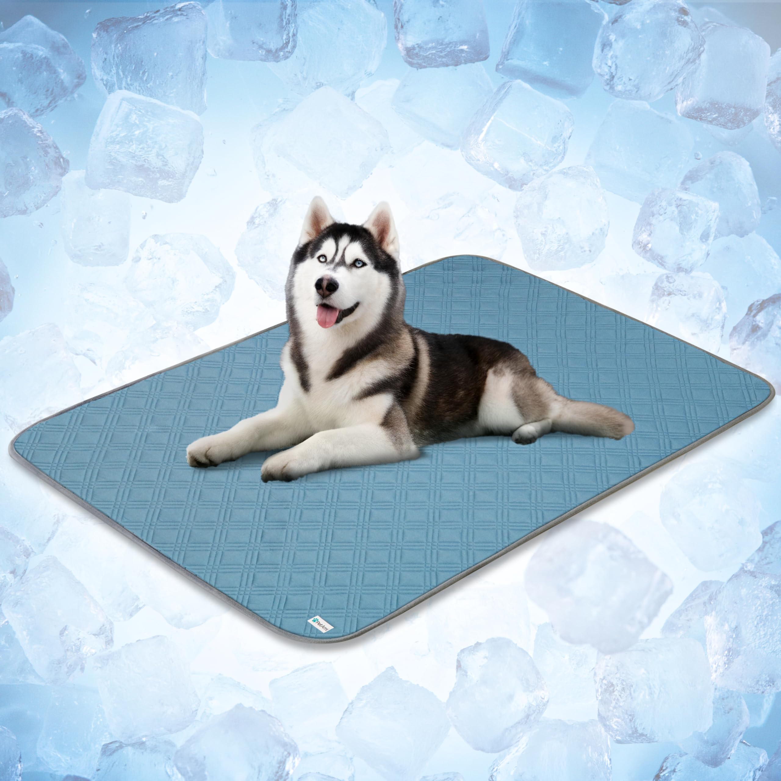 PetAmi Dog Cooling Mat, Waterproof Self Cooling Dog Pad with Non-Slip Backing, Q-Max >4.0 Pet Cooling Mat for Crate, Couch, Kennel & Car, Indoor Outdoor Summer Use, Light Blue, 60x80 — image 1