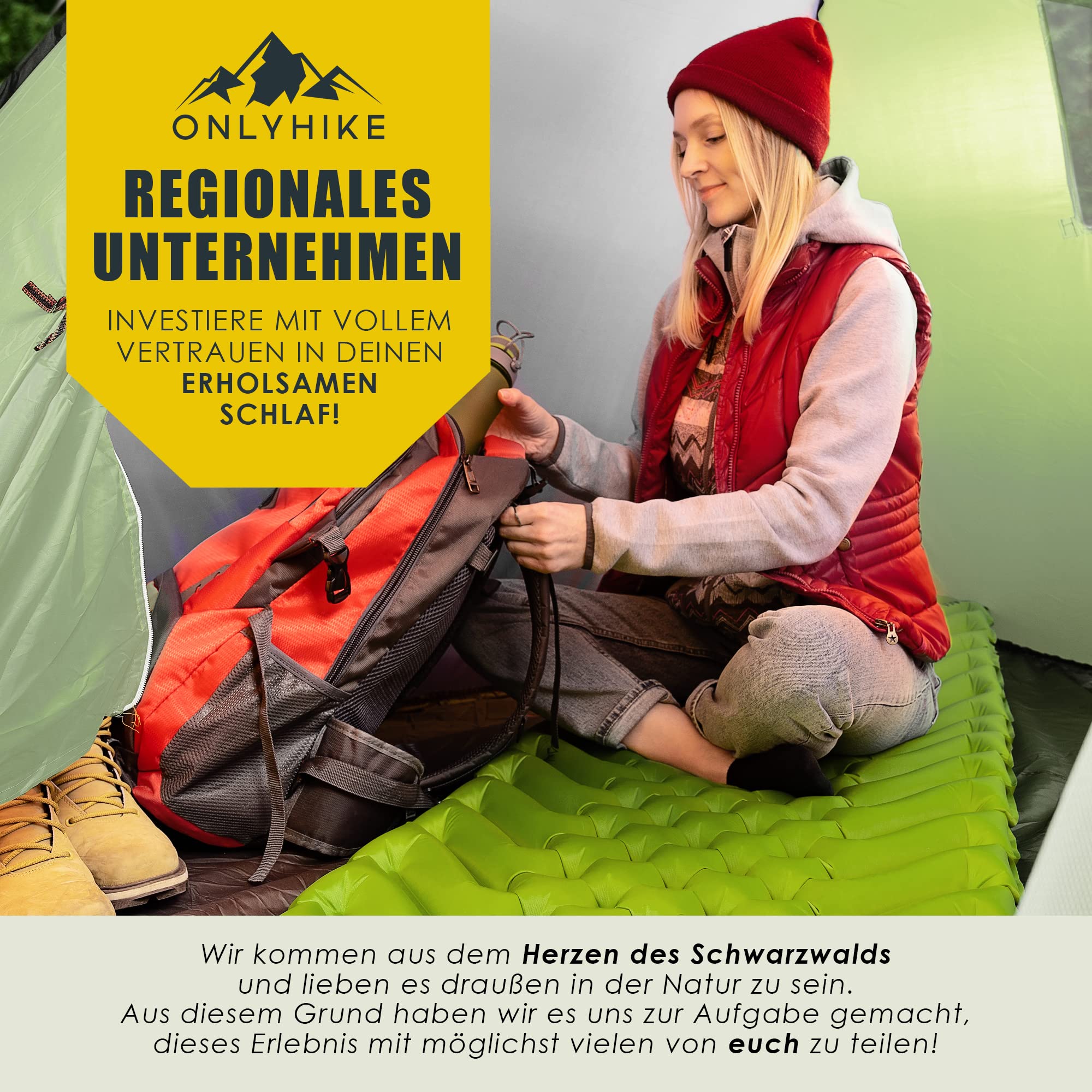 Isomatte Ultraleicht Outdoor Camping Matratze I 500g Isomatte Ultraleicht und extrem kompakt Schlafmatte I Erholsamer Schlaf beim Camping u. Outdoor - Grün