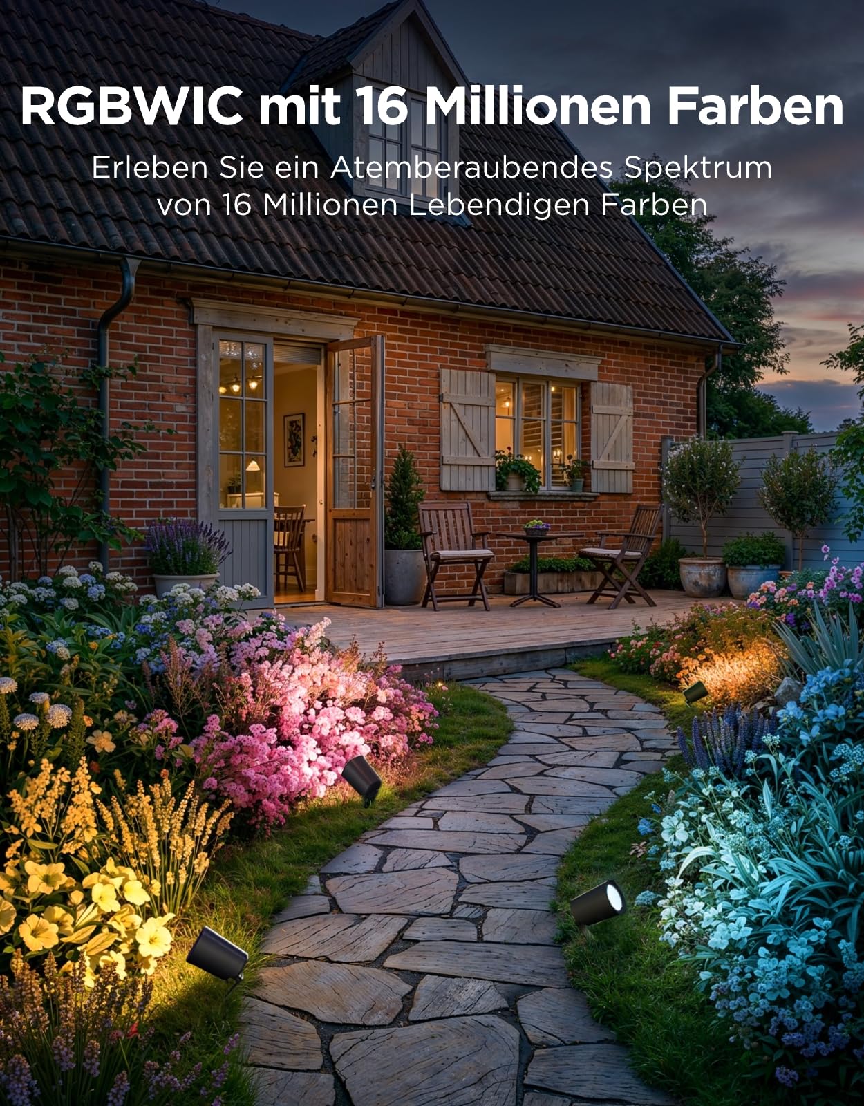 Govee Outdoor LED Strahler Lite IP67 RGBWIC Außenbeleuchtung 350lm 64 Modi 16 Mio Farben Google Assistant Matter 4er-Pack