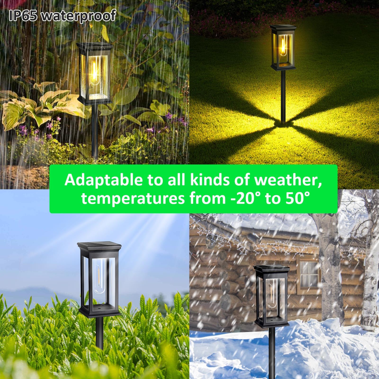 Lampade Solari per Giardino Esterno, Luci Moderne in Confezione da 4, On-Off Automatiche, Decorazione Impermeabile IP65 Bianco Caldo per Prato, Cortile