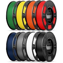 UJOY3D 8 Color Bundle Hyper PLA+ 3D Printer Filament, Multicolor PLA+ Filament 1.75mm, Individually Vacuum Packed, 0.25kg Spool, 8 Pack Black+Jade White+Grey+Red+Dark Blue+Green+Orange Yellow+Yellow