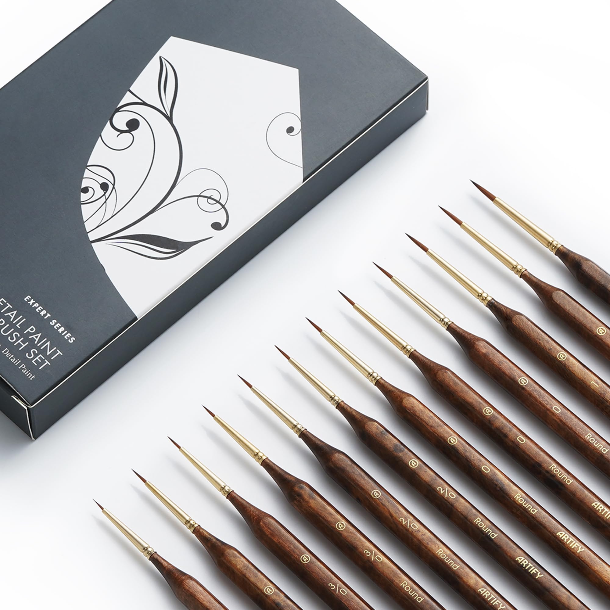 Artify 12 pcs Fine Paint Brushes No-Splitting Synthetic Nylon Bristle