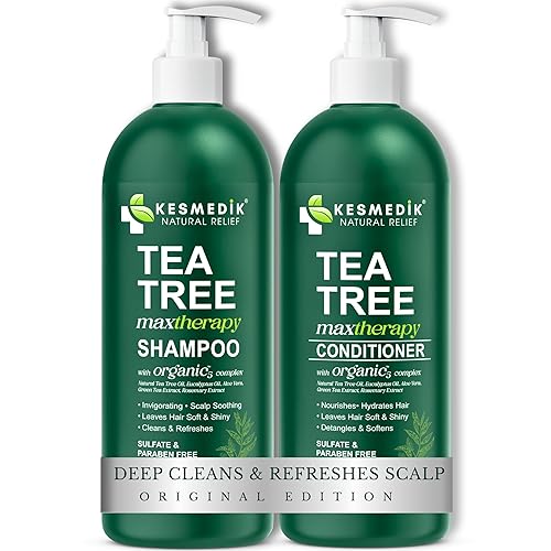 KESMEDIK Tea Tree Oil Shampoo and Conditioner MaxTherapy Set, Itchy