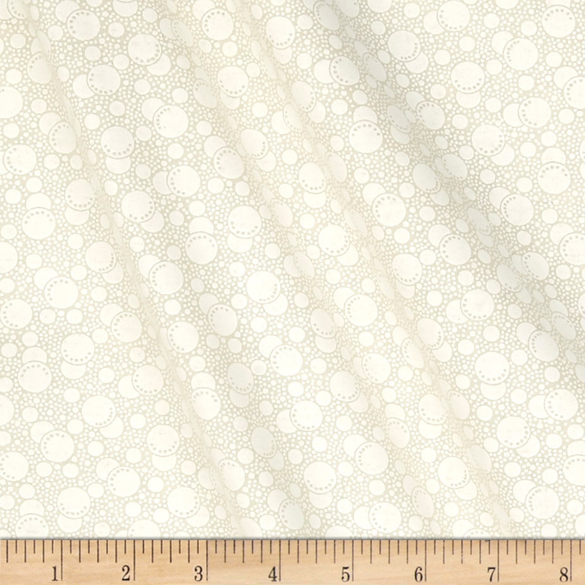 Santee Print Works White/Tan Tone Bubble Dots Fabric by The Yard