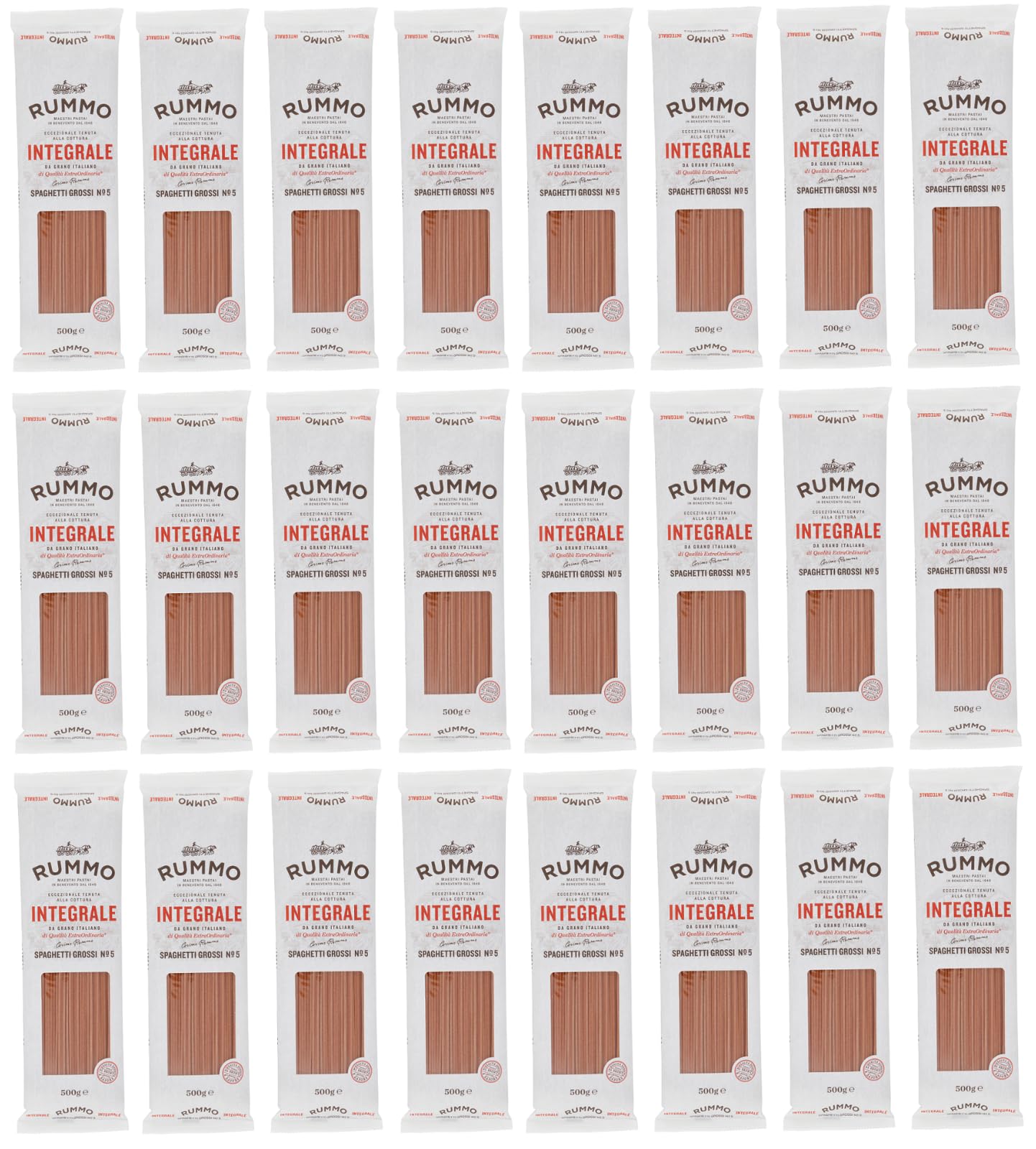 24er-Pack Rummo Pasta Integrale Spaghetti Grossi N°5,Vollkornnudeln Nudeln Vollkorn Italienische Pasta 500g