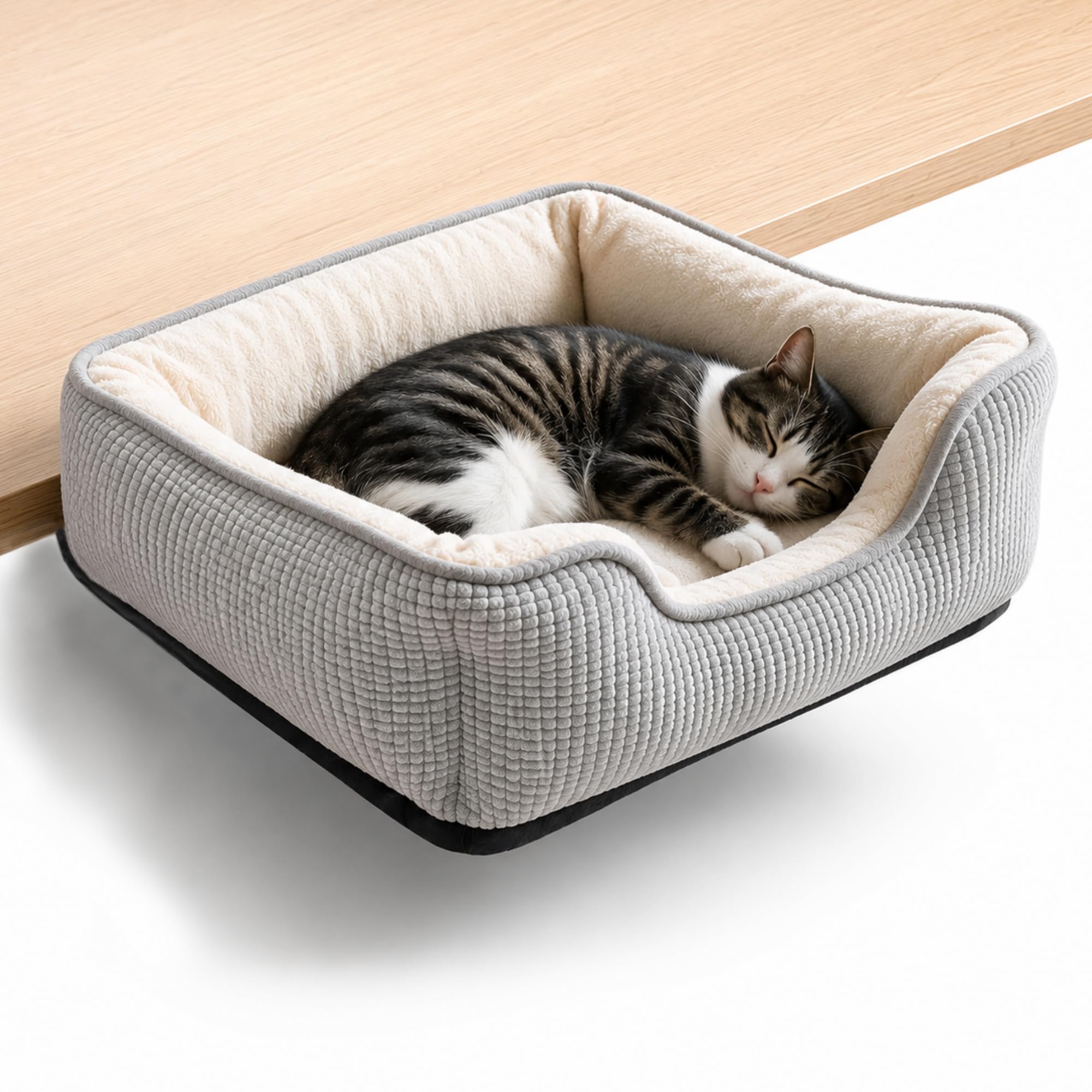 Generisch Katzenbett Schreibtisch – Cat Desk Bed, Katzenbett für Schreibtisch - mit Stabiler Metallhalterung und weichem, waschbaren Plüschbezug – Ideal fürs Homeoffice.