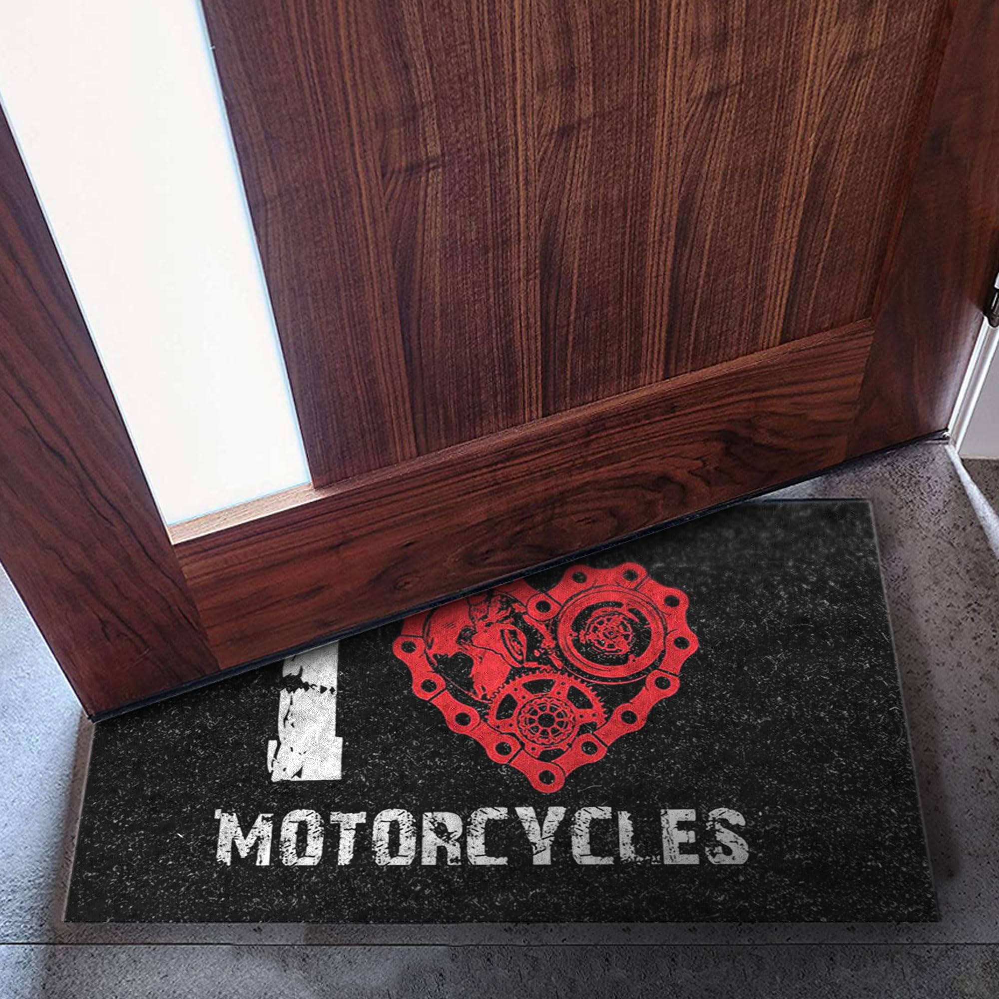 Monnhein Kapı Önü Paspası - Modern ve Şık Kapı Paspası | Ev, Ofis ve Dış Mekân Kullanımı İçin (I Love Motosiklet) 45x65
