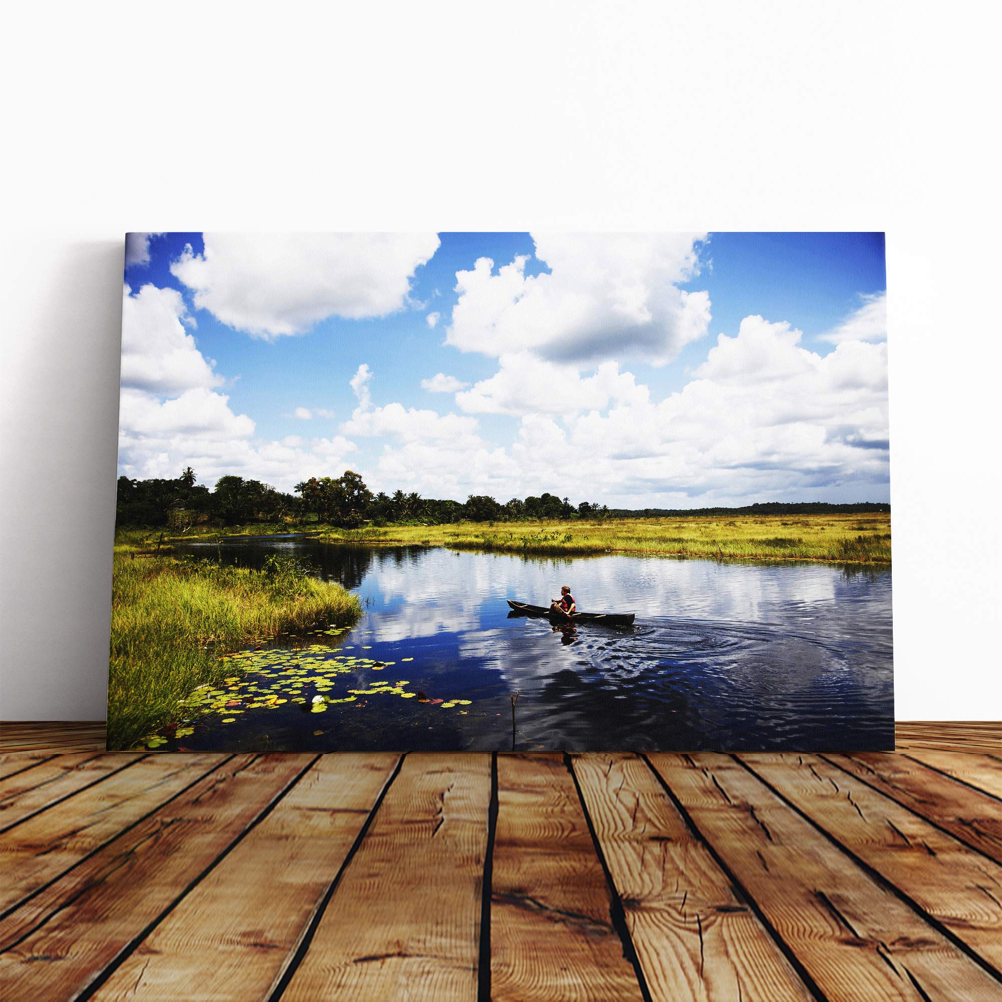 Landscape Guyana Lake Canvas Print | Gallery Wrapped 30mm Frame Wall Art | 30x20 inches | Ready to Hang | Modern Landscape Picture | Living Room Bedroom Lounge Office