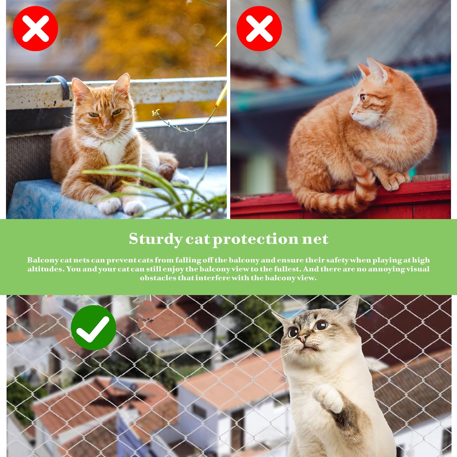 Siatka na gołębie Balkon, przezroczysta, ochrona przed ptakami, siatka dla kota, bez wiercenia, nadaje się do zawieszenia parapetów i ogrodów owocowych