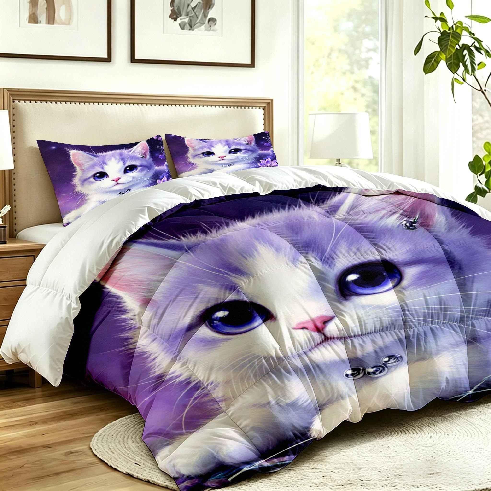 Edredón 200x200 cm Gato Morado per Letti Matrimoniali-A18