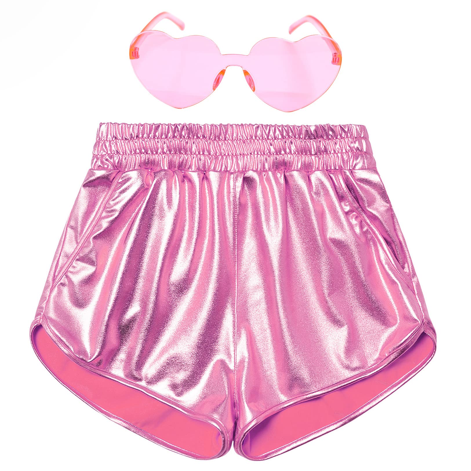 Perfashion Girls Metallic Shorts Shiny Hot Short Sparkly Party Pants &amp;Sunglasses