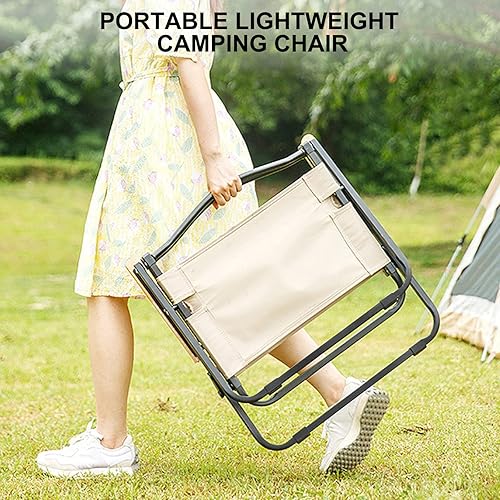 Miniatura 7 de Silla de camping portátil con mango de madera, silla plegable ancha para exteriores, silla de playa plegable de diseño ergonómico, adecuada para