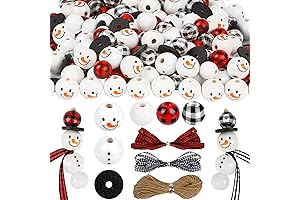 KIMOBER 180Pcs Snowman Wooden Ornaments Christmas Winter Craft