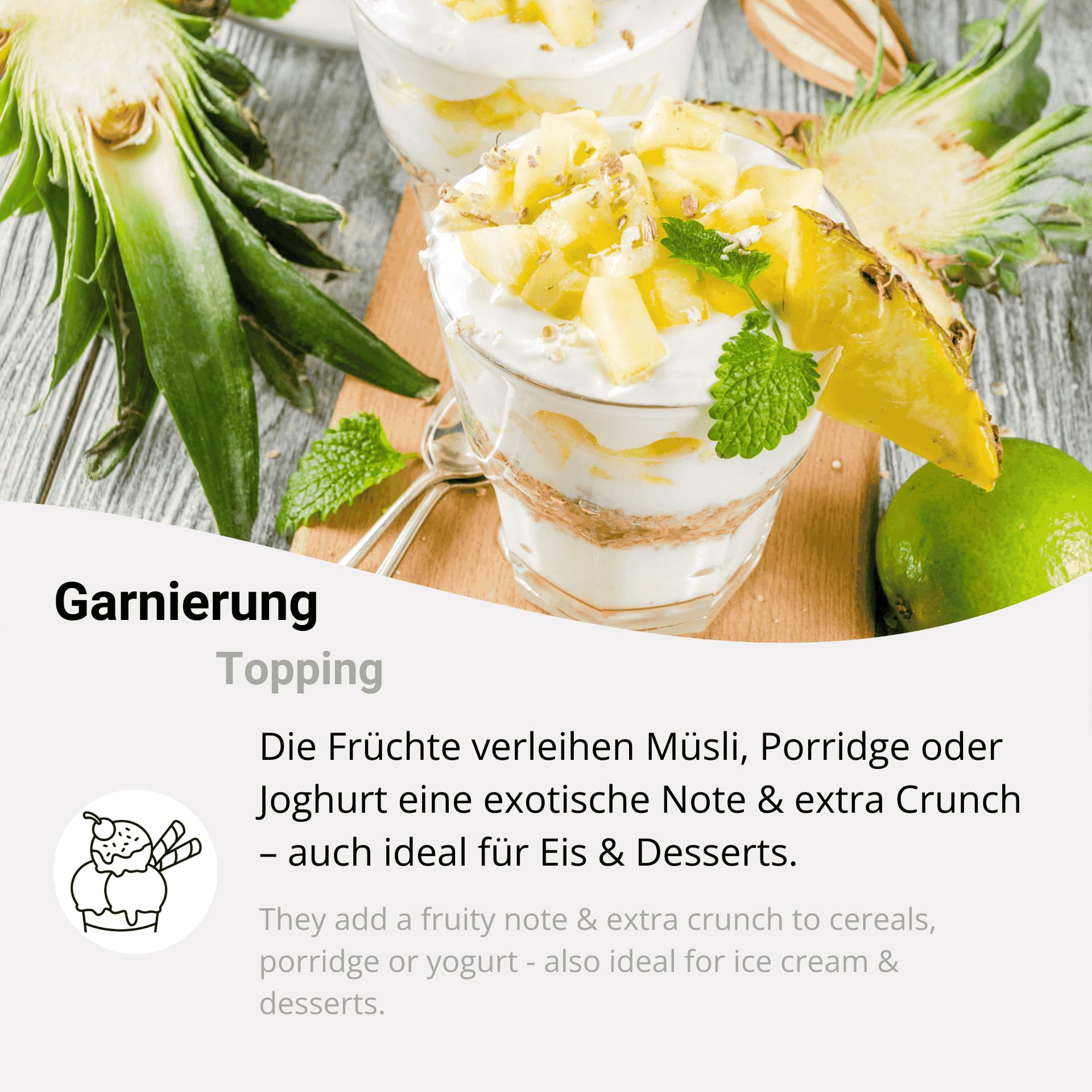 Gefriergetrocknete Ananas Stücke 750g Knuspriger Snack, Ohne Zucker, Vegan