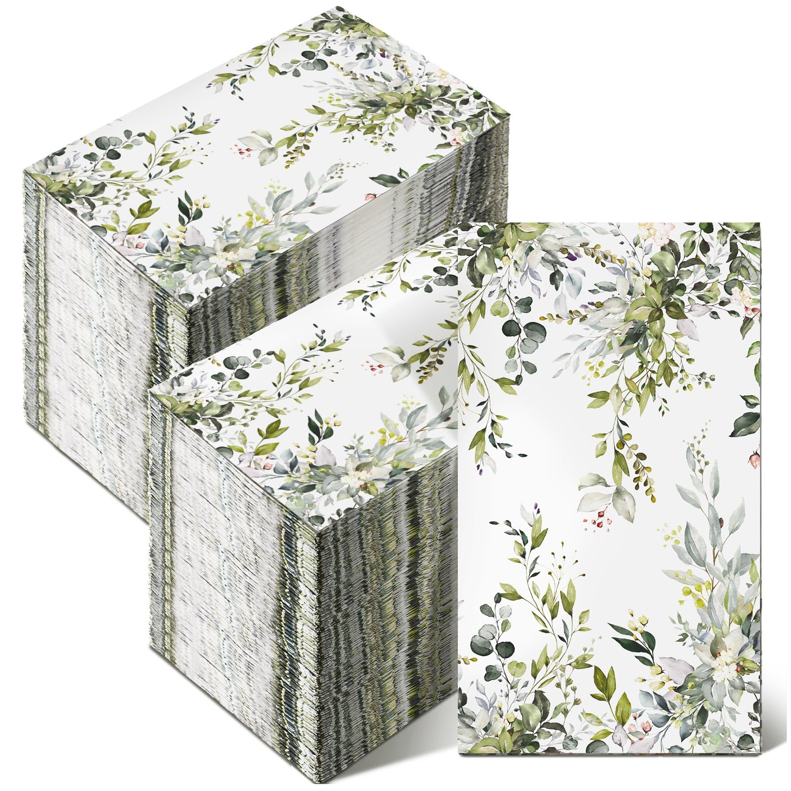 Seajan 200 servilletas de papel de hojas de eucalipto verde, toallas de mano desechables para baño, toallas de papel para invitados, servilletas decorativas para verano, novia, baby shower, boda