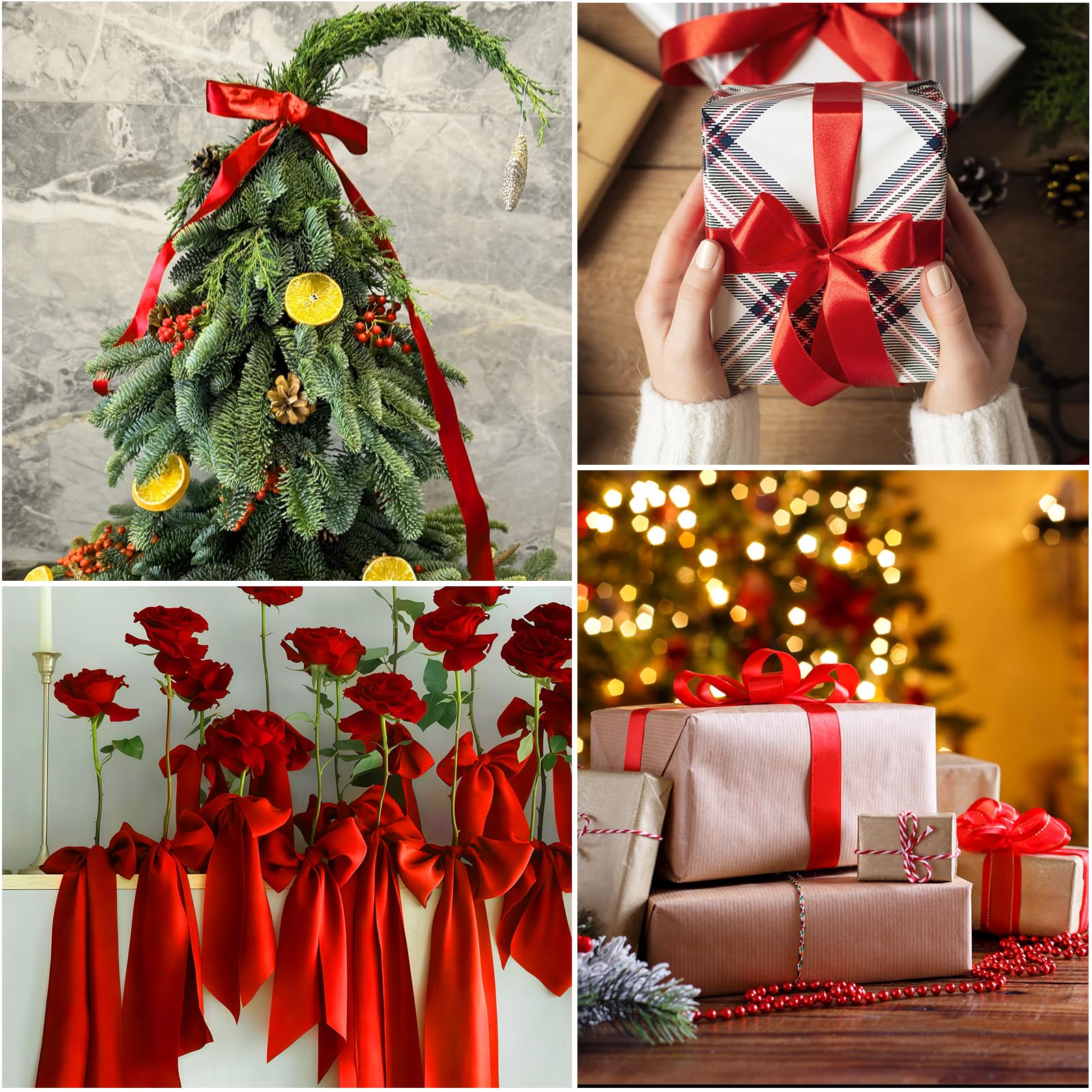 Tenn Well Ruban Satin Rouge, 25 Mm X 44 M Ruban Vert Large Pour Pour