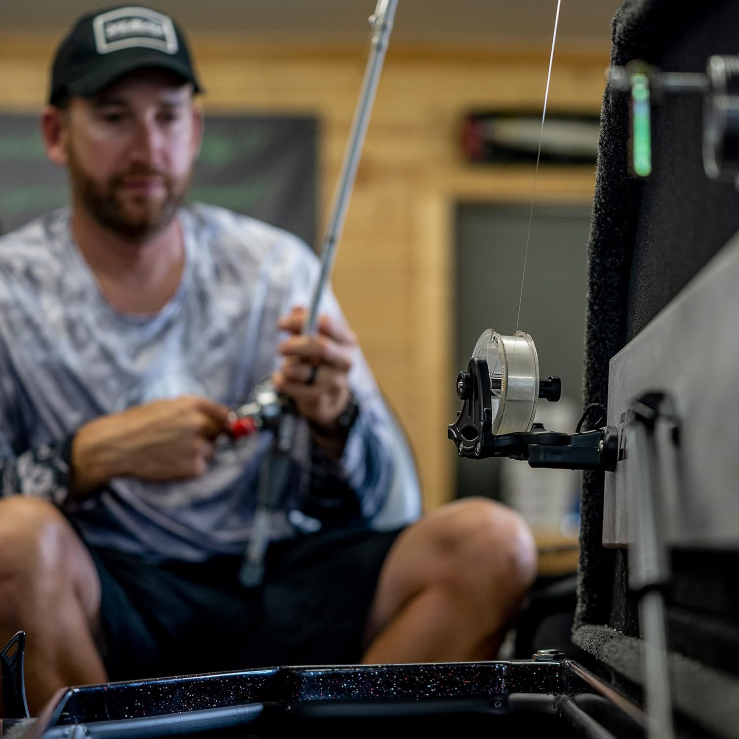 RAILBLAZA Fishing Line Spooling Station for Boats or Kayaks, Adjustable with Pivoting Base for StarPorts, Tracks, or Fixed Mounts