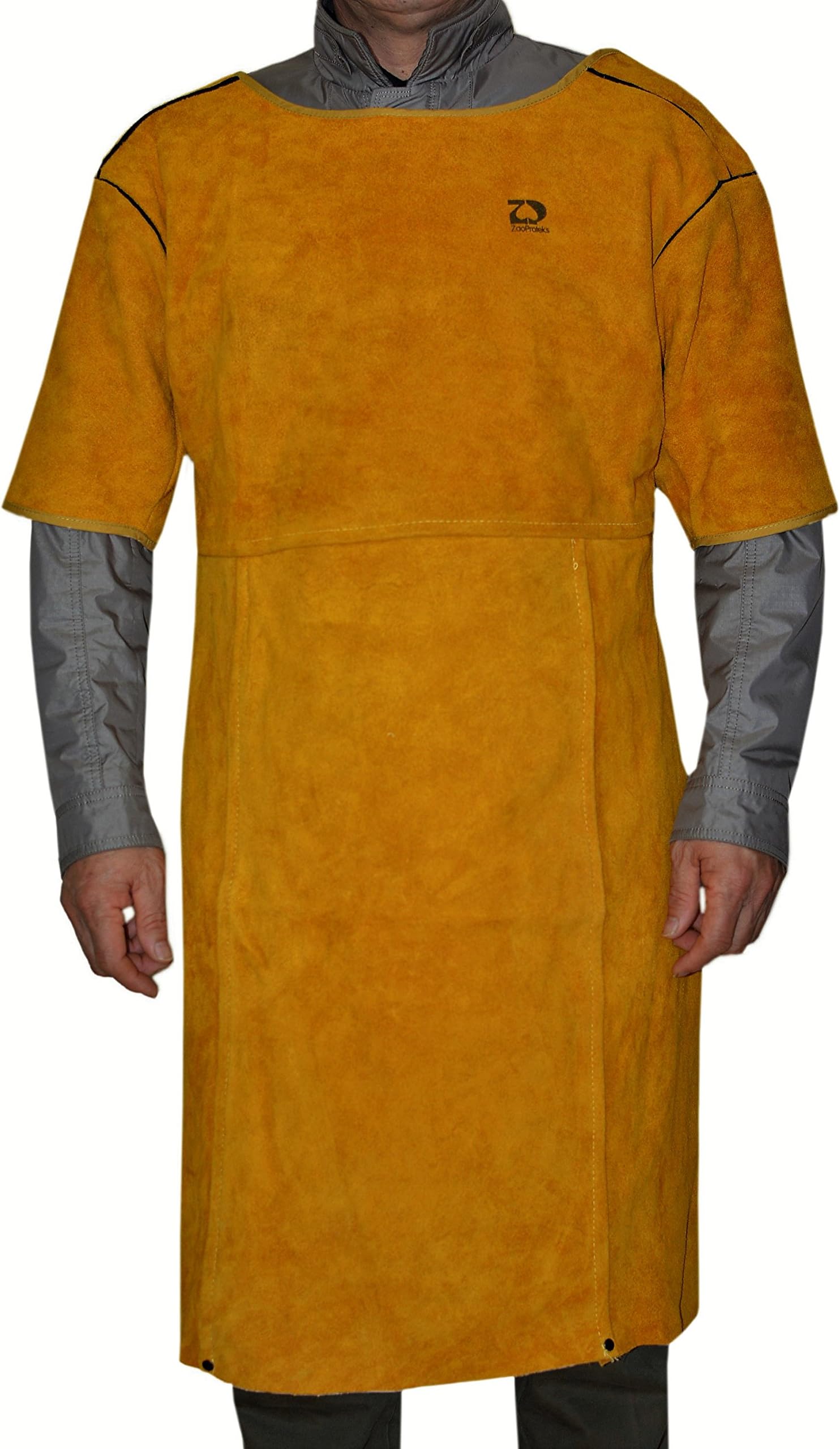 ZP4002 Short Sleeve Cowhide Leather Heat Resistant Welding Apron, Work Apron, Work Apparel --- Great for Welding , Barbecue , Grinding , Woodturning and so on