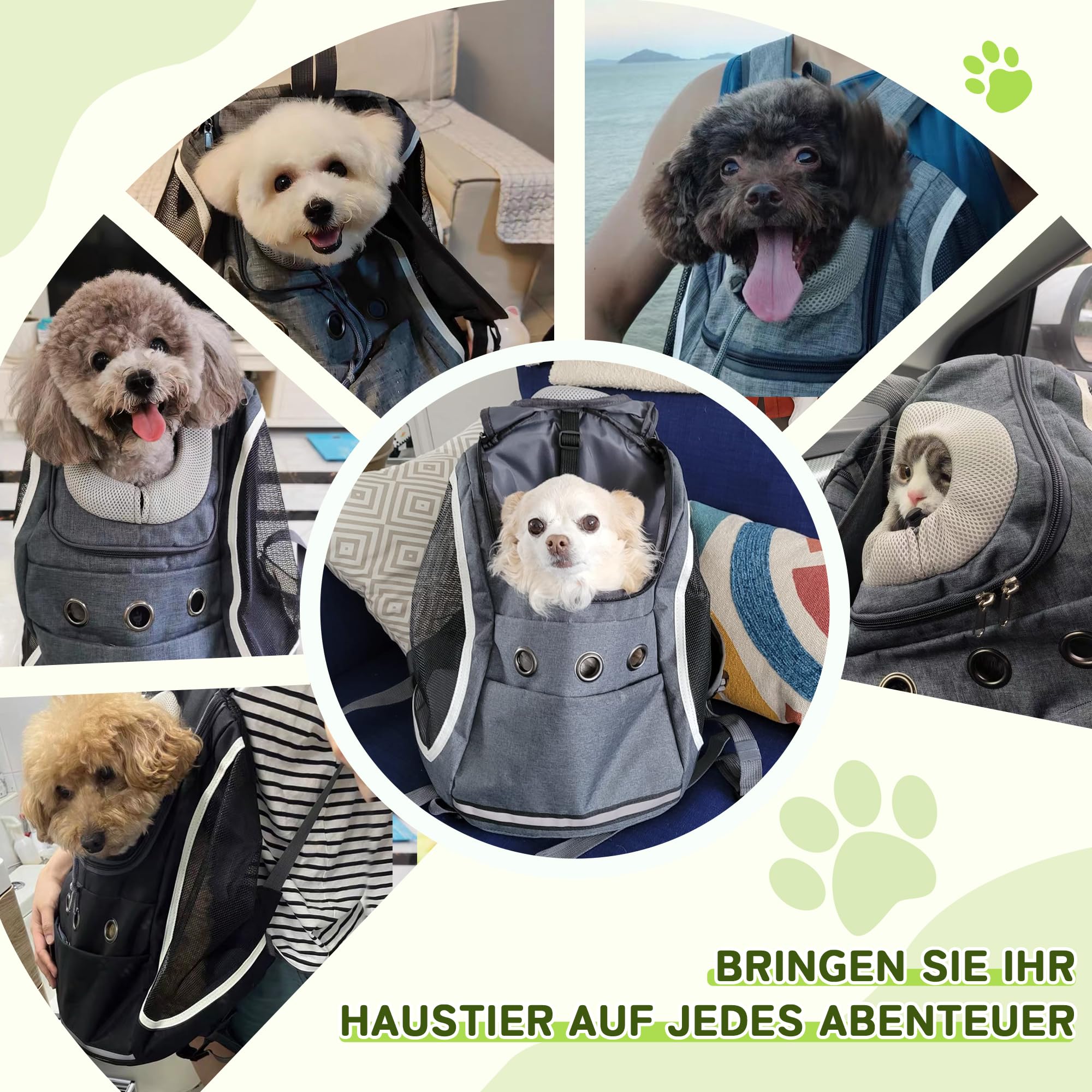 ALLSOPETS Hunderucksack für Katzen und Hunde, Tragetasche, Carbonschwarz