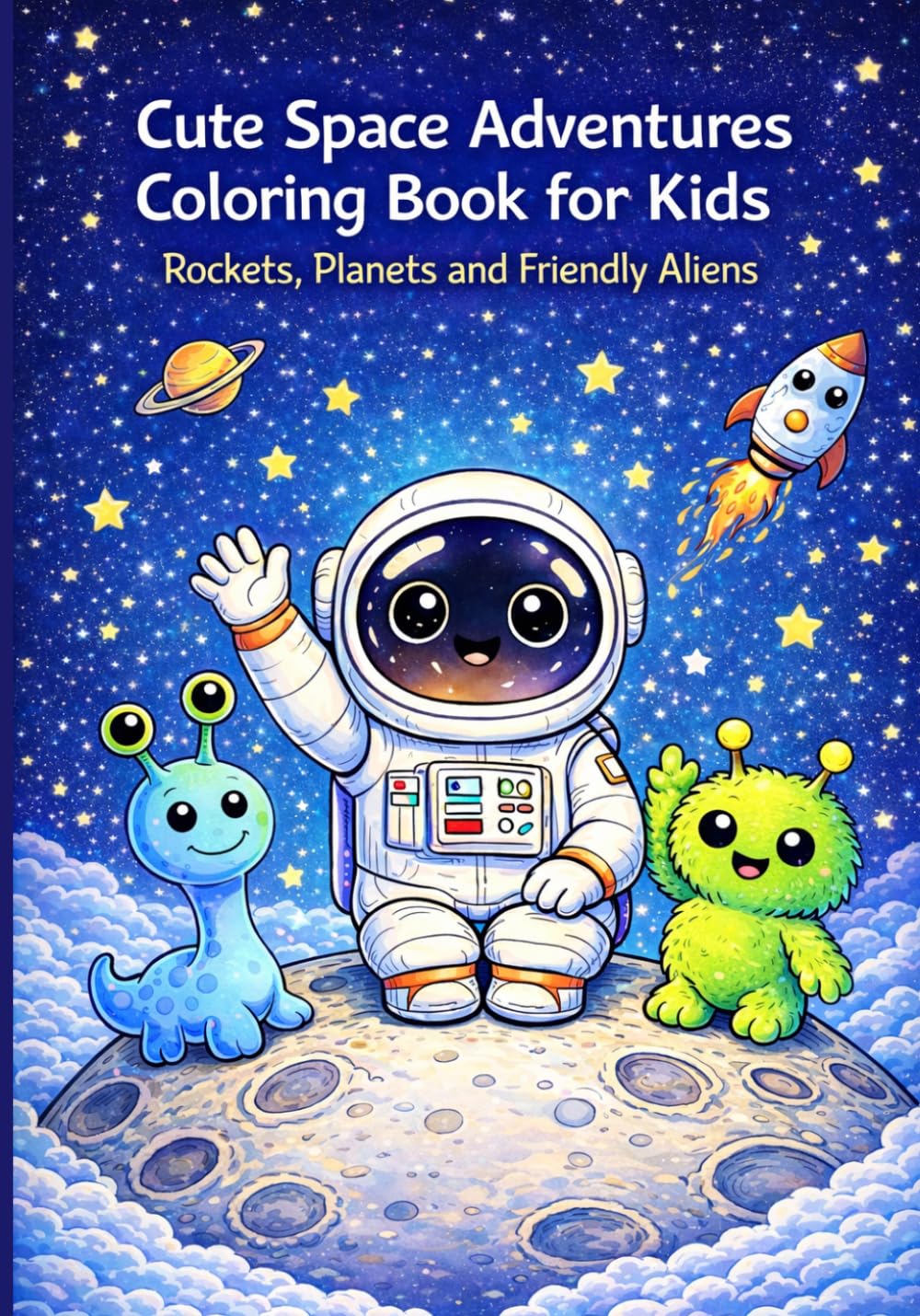 Cute Space Adventures Coloring Book for Kids: Rockets, Planets & Friendly Aliens