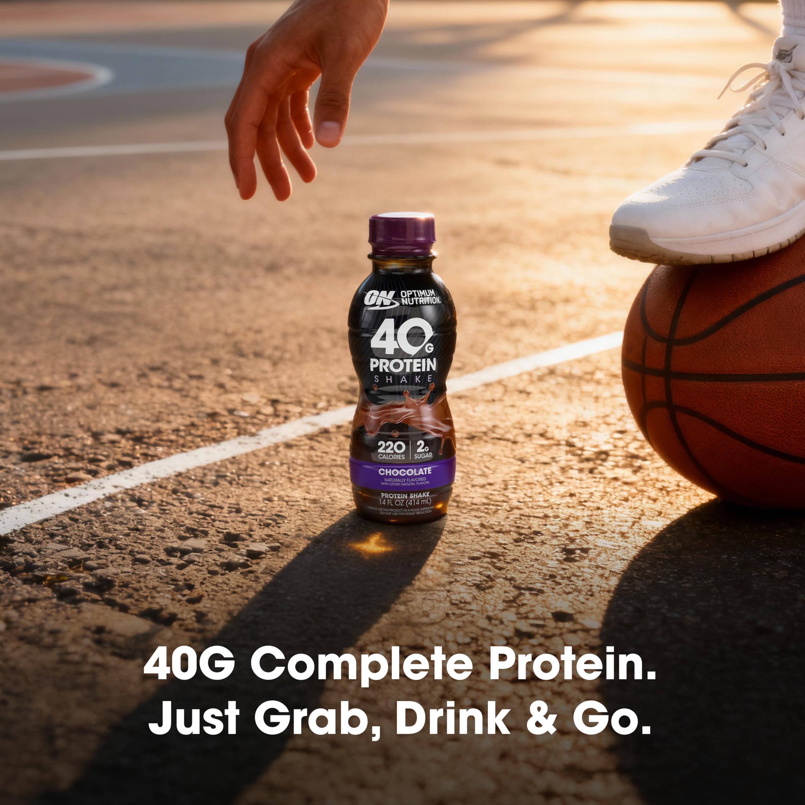 Optimum Nutrition 40g Protein Shake, 40g of Protein, Naturally Flavored, Complete Protein Drink, Chocolate, 14 Fl Oz, 12 Count (Pack of 1) (Packaging May Vary)