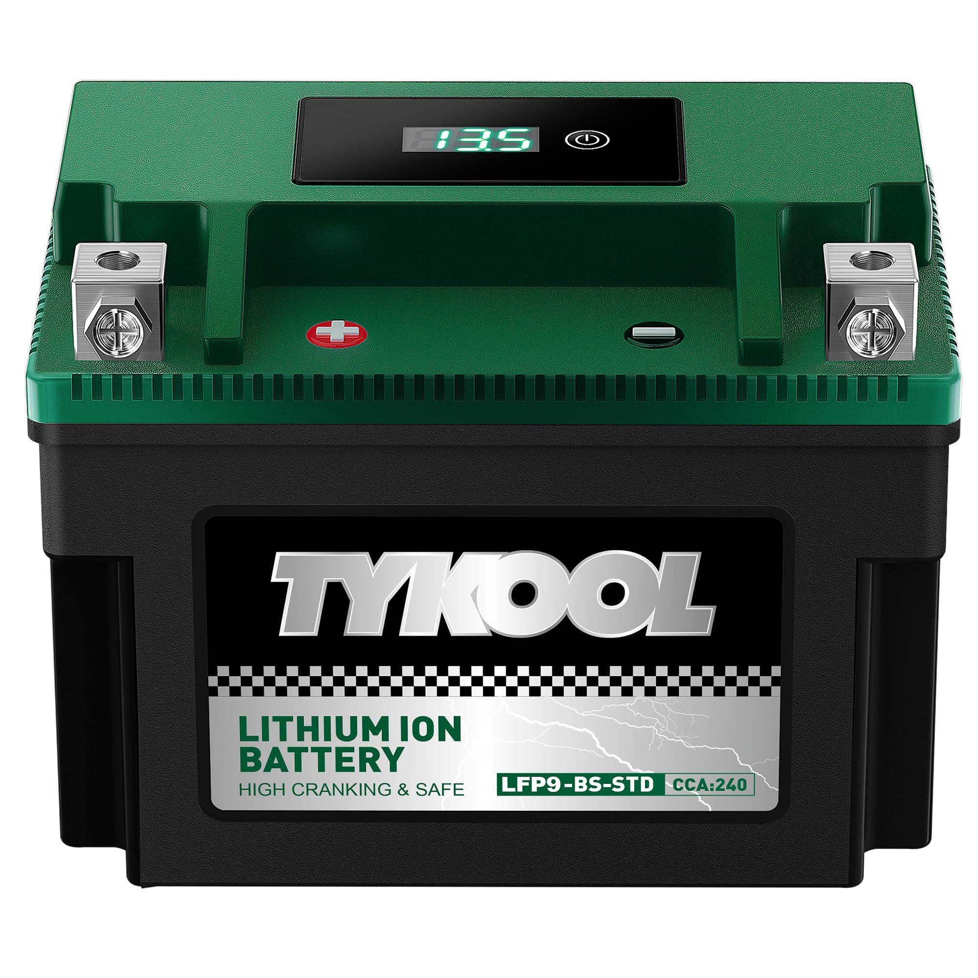 TYKOOL YTX9-BS -STD 240CCA Lithium LiFePO4 Motorcycle Battery,2X Cranking Amps,5X longer life,Powersports battery,for Scooter,ATV,UTV (Polaris 150cc),BMW (310cc,650cc,1000cc),Honda,Kawasaki