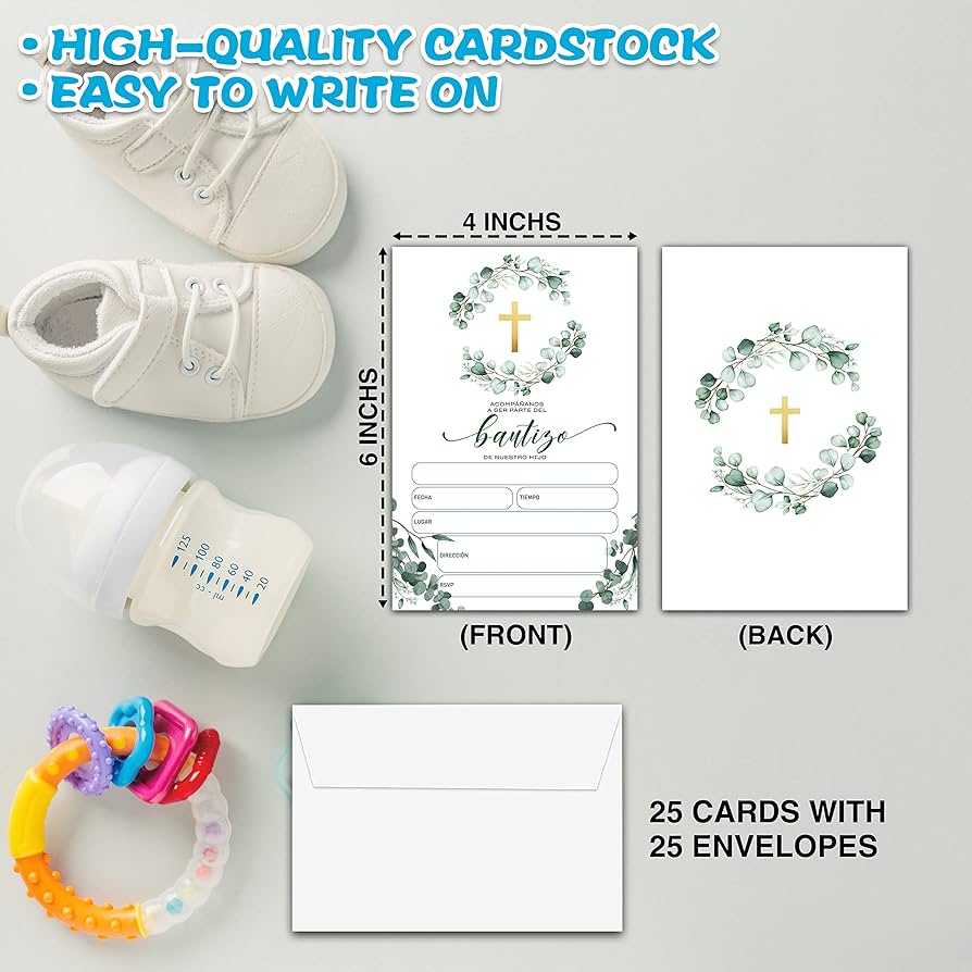 Amazon.com : Eucalyptus Baptism Invitations, Gold Foil Bautizo Invitation in Spanish, First Holy Communion Religious Party, Double-Sided Baby Shower Fill In Invites, 25 Invitation Cards With 25 Envelopes(D01) : Home & Kitchen amazon-com-eucalyptus-baptism-invitations-gold-foil-bautizo-invitation-in-spanish-first-holy-communion-religious-party-double-sided-baby-shower-fill-in-invites-25-invitation-cards-with-25-envelopes-d01-home-kitchen